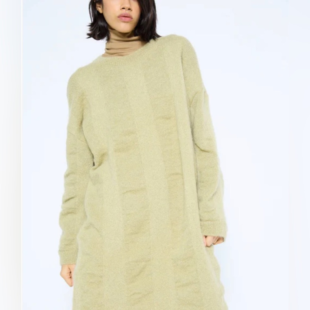 Black Crane Lime Waterfall Mohair & Wool Dress - Size L - Never Worn - Picture 5 of 15